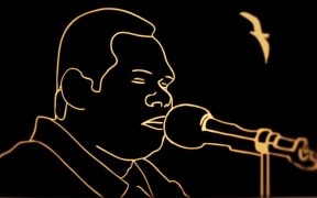 A still from G Yunupingu's video clip for 'Bapa'