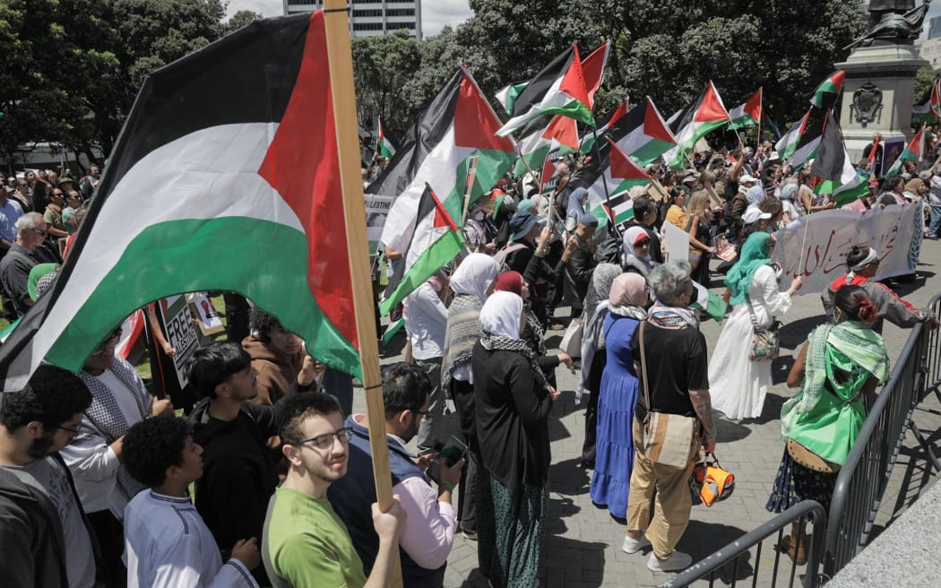 Protesters gathered at Parliament on 12 December to call for an immediate and permanent ceasefire in Gaza.