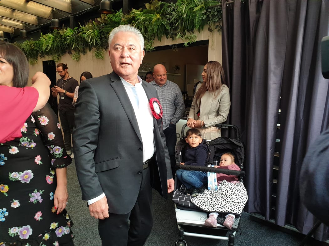 Māori Party co-leader John Tamihere arrives at his election night party in Te Atatū.