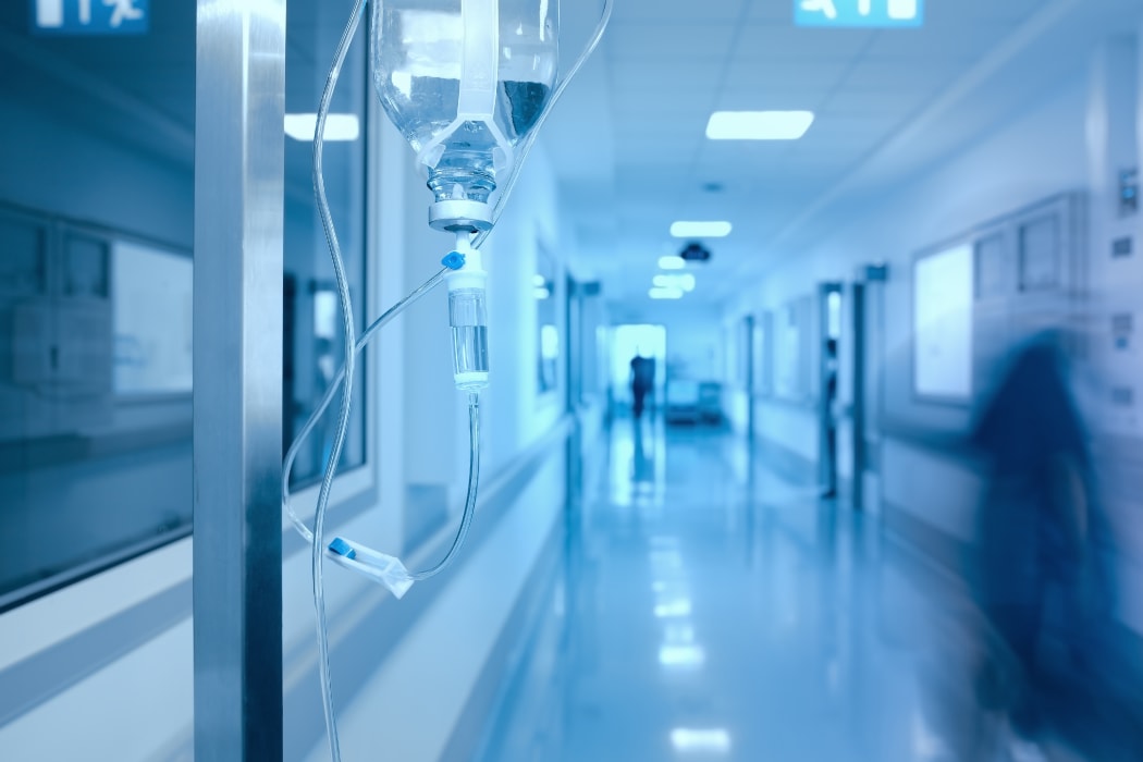 Iv Drip in hospital corridor