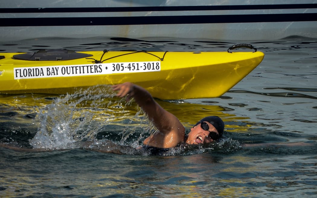 Australian swimmer Chloe McCardel swims after leaving Marina Hemingway in Havana, on June 12, 2013.