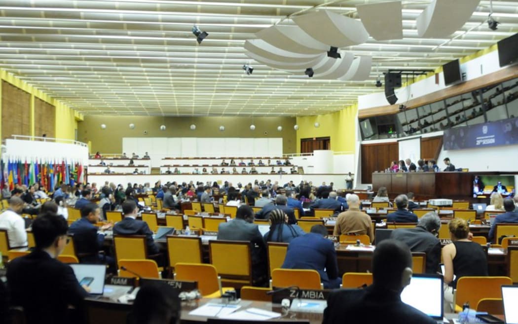 Members of the International Seabed Authority assembly at their week-long annual meeting at the headquarters in Kingston, Jamaica pictured on July 31, 2024