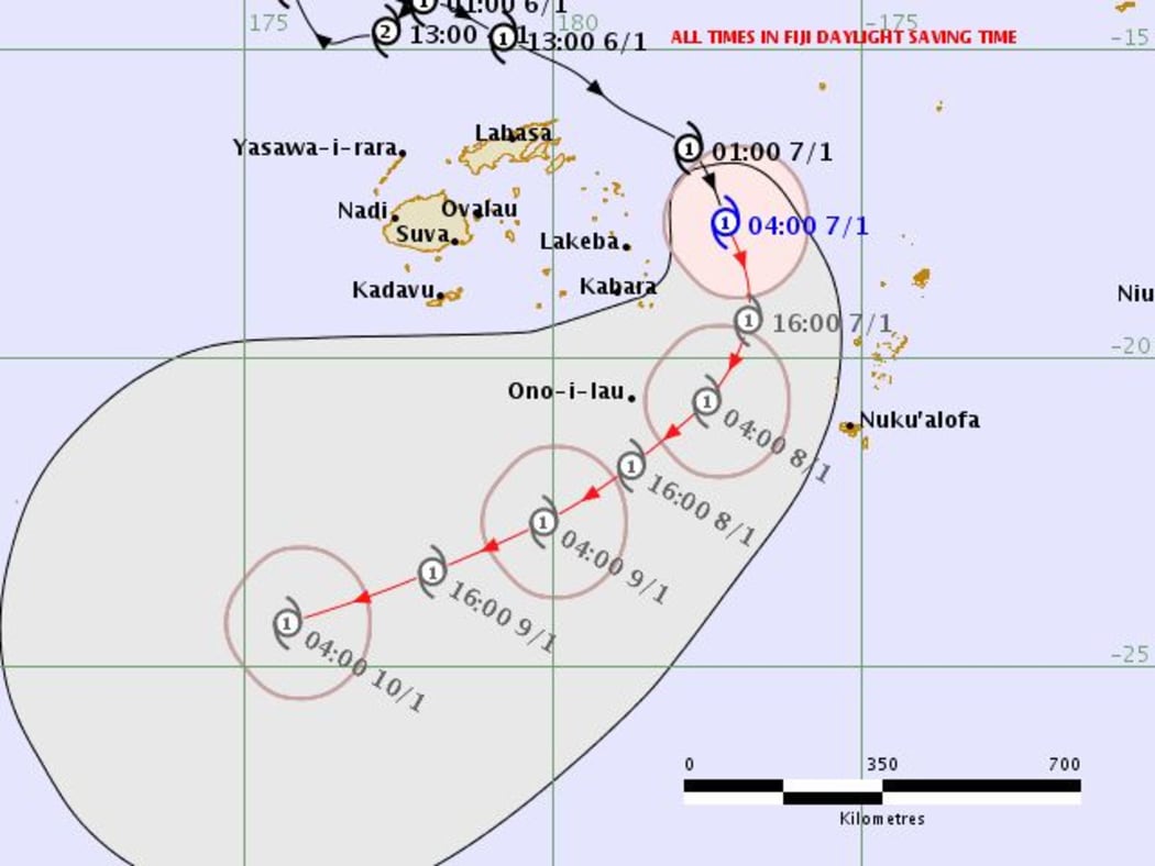Tracking map of Cyclone Mona as of Monday morning