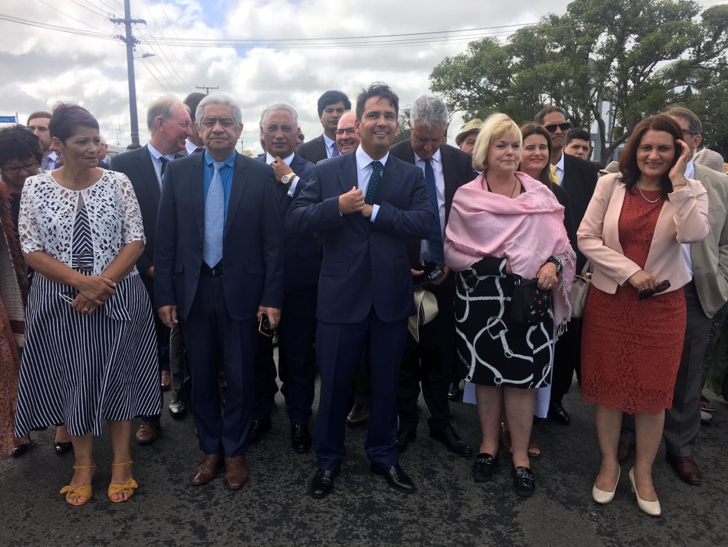 National Party leader Simon Bridges and MPs arrive at Rātana Pā.