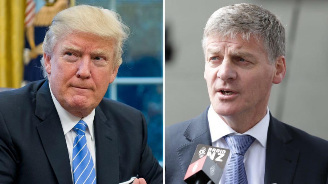 US President Donald Trump and New Zealand Prime Minister Bill English.