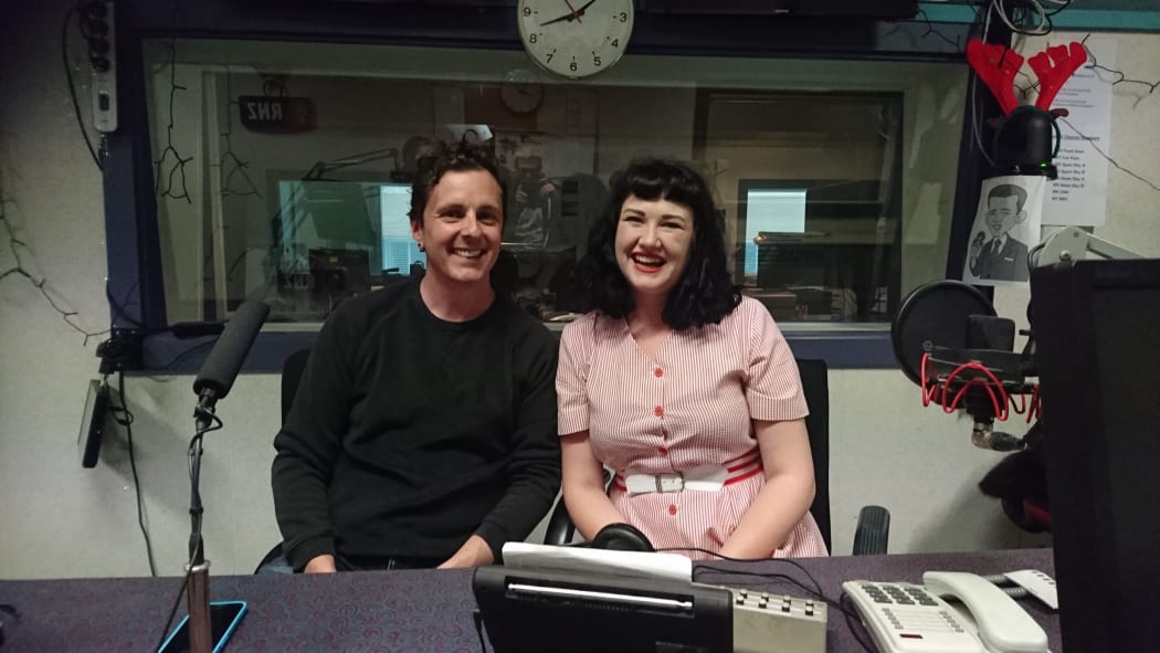 Sing Sing Sing's Reuben Bradley and Lauren Armstrong at RNZ Wellington.