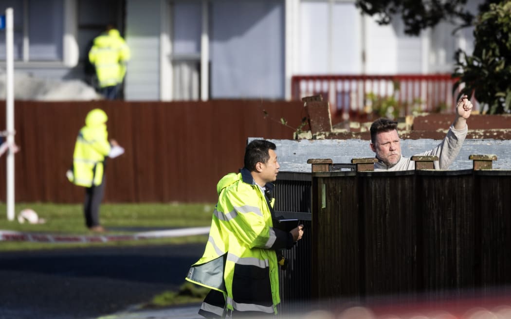 Police at the scene of a fatal shooting incident on Marvon Downs Avenue in Pakuranga on 19 August 2024.