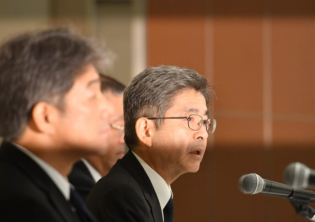 Kobe Steel executive vice-president Naoto Umehara a media conference on the the falsified quality control data.