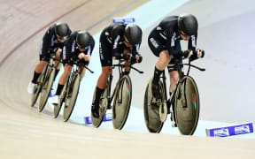 New Zealand women's team pursuit cyclists 2018.