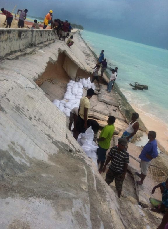 Kiribati damaged causeway
