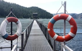 A salmon farm in the Marlborough Sounds.