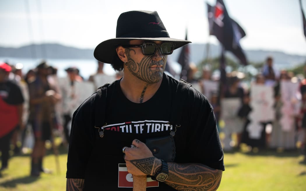 Toitū Te Tiriti organiser Eru Kapa-Kingi instructed followers to turn their backs to the government when they arrive.