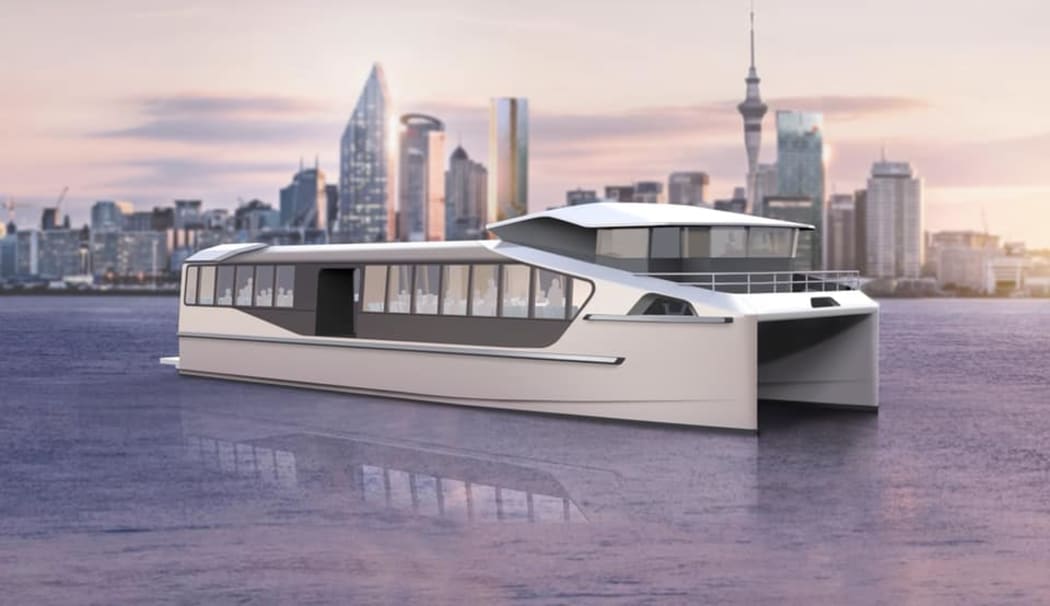 An artist's impression of the electric ferries being built for Auckland.