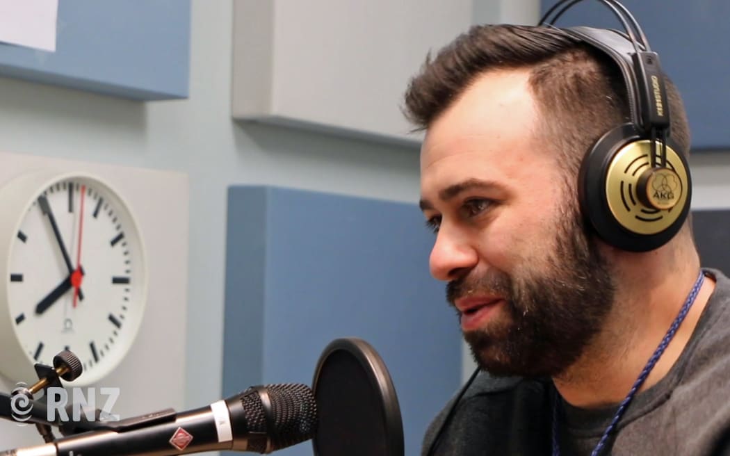 Restaurant owner and te reo Māori teacher Anton Matthews in RNZ's Christchurch studio.
