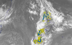 Satellite imagery of the weather over New Zealand as a complex trough moves over on 13 June, 2024.