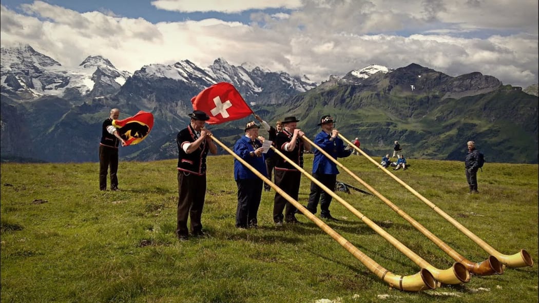 Yodelling in the Swiss alps