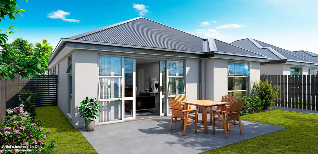 Artist's impression of KiwiBuild home to be built in Spreydon. KiwiBuild is teaming up with developer Mike Greer Homes to construct more than 110 homes in West Auckland and Christchurch.