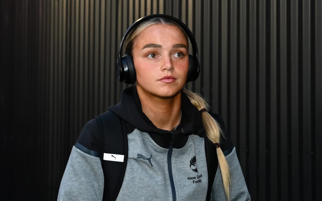 Macey Fraser of New Zealand arrives for the International Womens Football match, New Zealand Football Ferns Vs Thailand.