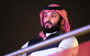 Saudi Crown Prince Mohammed bin Salman attending the heavyweight boxing match between Andy Ruiz Jr. and Anthony Joshua for the IBF, WBA, WBO and IBO titles in Diriya, near the Saudi capital late on December 7, 2019.