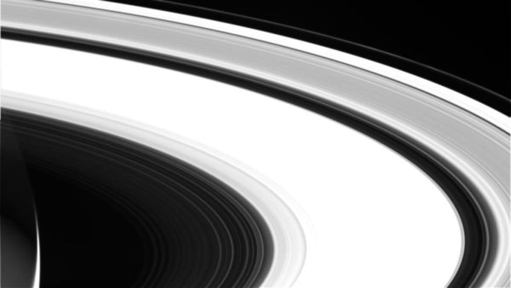 One of the last images of the Saturn system taken by NASA's Cassini spacecraft on Sept. 13, 2017