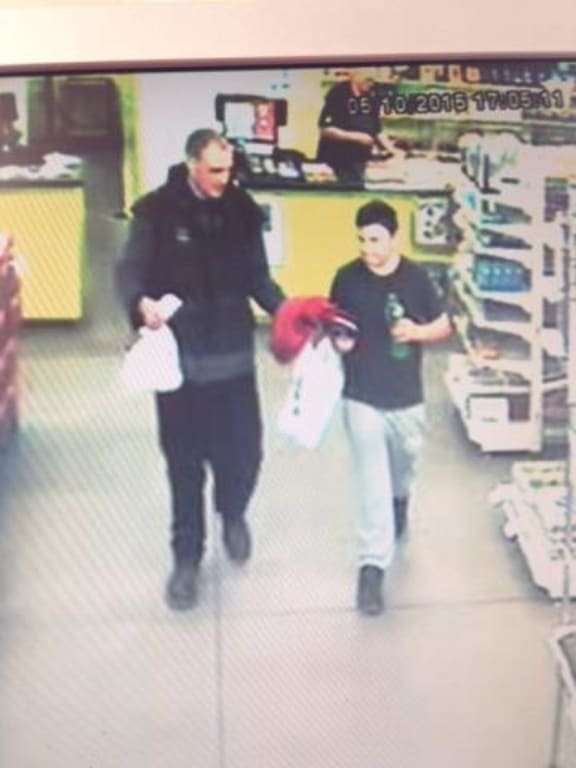 The police have released CCTV footage showing the last confirmed sighting of Alex Fisher - pictured with his brother Eric at the Four Square store in Waitarere at about 6.15pm on Monday.