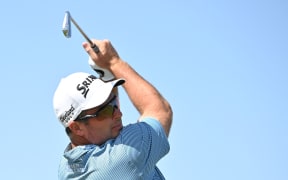 New Zealand's Ryan Fox plays his shot from the 3rd tee during his third round of The 149th British Open Golf Championship at Royal St George's, Sandwich in south-east England on July 17, 2021.
