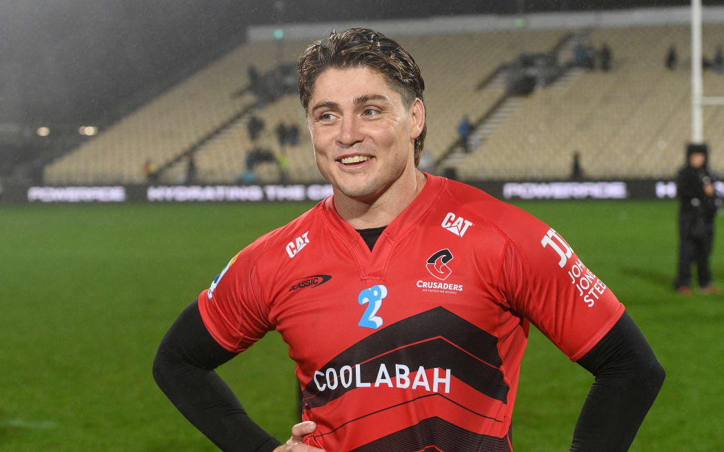 James O'Connor is all smiles after the Crusaders Super Rugby Pacific final win over the Blues.