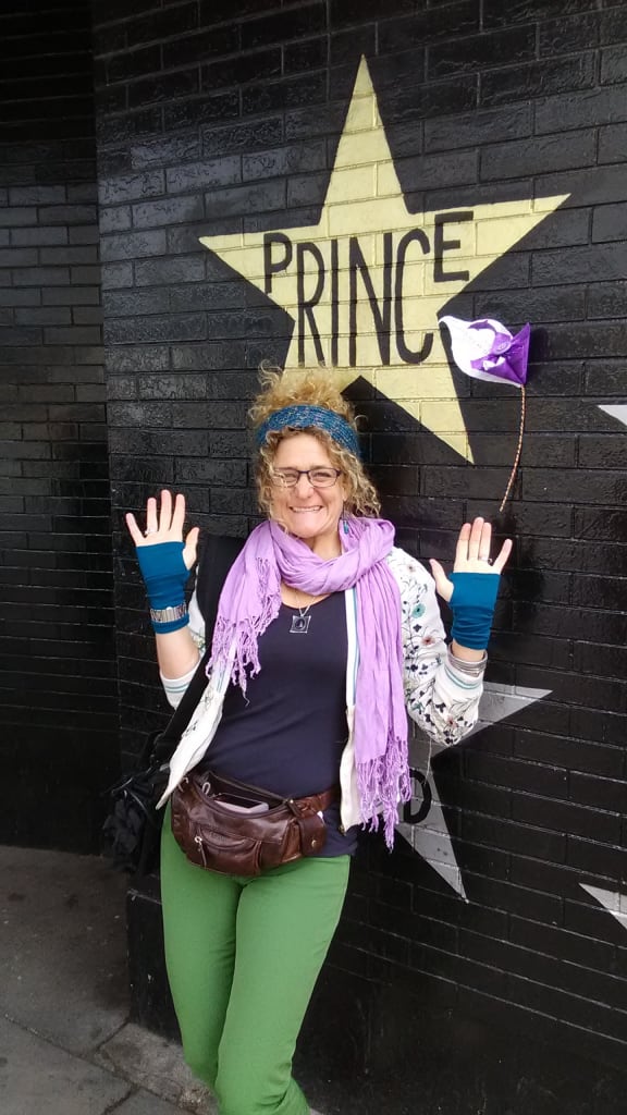 Georgia outside First Avenue, where Purple Rain was filmed