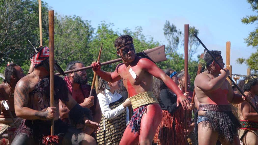 Taiahas in use at the Ruapekapeka commemorations.