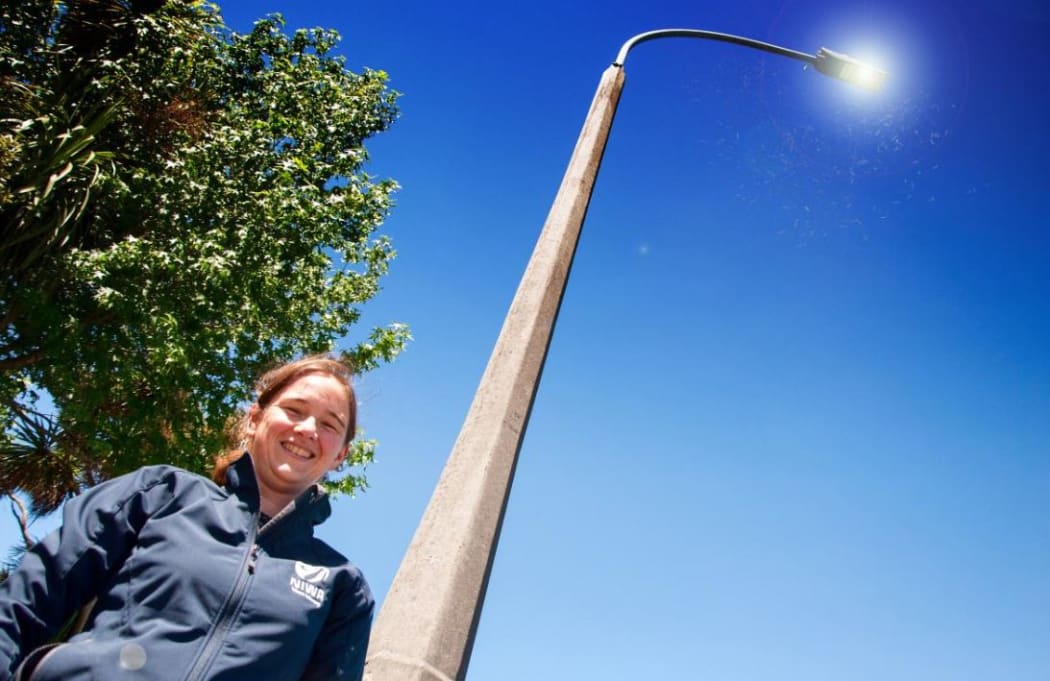 NIWA freshwater ecologist Michelle Greenwood is trying to find out how a change in the colour spectrum of street lights is affecting tiny insects.