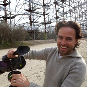 Raúl Ortega Ayala filming in the Chernobyl Exclusion Zone