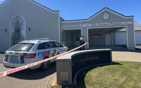 Gary Pickering Funeral Home on Walton's Ave was one of several churches and buildings attacked by an apparent arsonist in Masterton overnight.