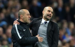 Monaco manager Leonardo Jardim and Manchester City manager Pep Guardiola.