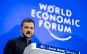 Ukrainian President Volodymyr Zelensky delivers a speech during the World Economic Forum (WEF) annual meeting in Davos on 21 January, 2025.