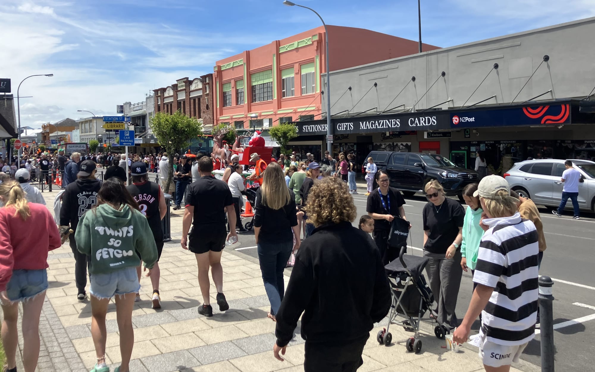 Crowds fill Dannevirke's main street during the 2022 Christmas parade.