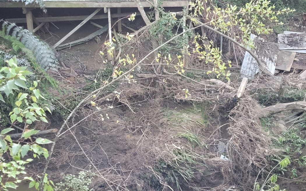 Swanson Stream burst its banks on 27 January and homeowner Joe Young says there would have been less damage if the council had ensured the stream behind his house had been clear.