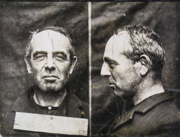 Charles Mackay’s prison photograph, taken on his arrival at Mount Eden Prison.