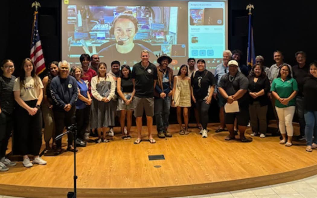 Travis Robert Spaeth with participants at the public seminar on 8 May hosted by Northern Marianas College’s Environmental and Natural Resources Organisation.