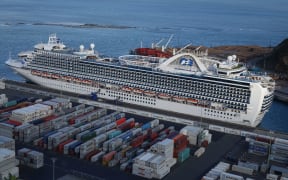 The Emerald Princess berthed at Port Chalmers.
