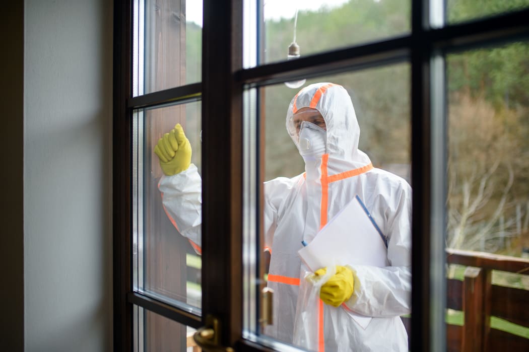 Taking corona virus test sample at home, quarantine concept