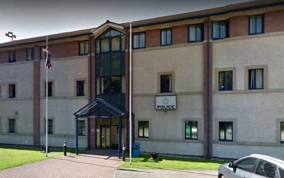 The Workington police station in Cumbria, where officers destroyed a 'suspicious' car that had been parked by other police.