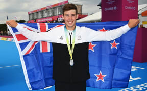 New Zealand silver medallist Hayden Wilde.
Men’s Individual Triathlon. Birmingham 2022 Commonwealth Games. Friday 29 July 2022. © Photo: Andrew Cornaga / www.photosport.nz