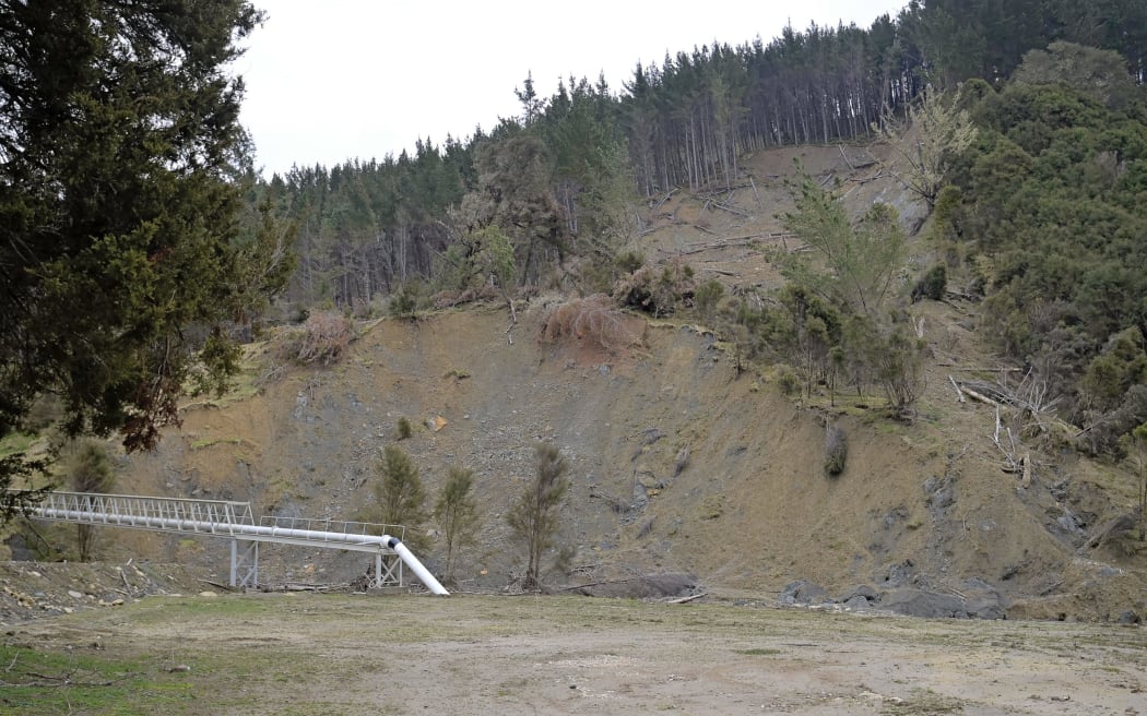 Industry is still alive and well in Waingake, with forestry work powering ahead on the surrounding hills. Loose logs and slash could be seen lining the hillside above a section of pipe bridge which was damaged during Cyclone Gabrielle.