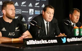 Kieran Read, Steve Hansen and Ian Foster at their Christchurch news conference.