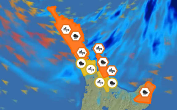Rain and wind warnings and watches were in place for parts of the upper North Island on Monday morning.