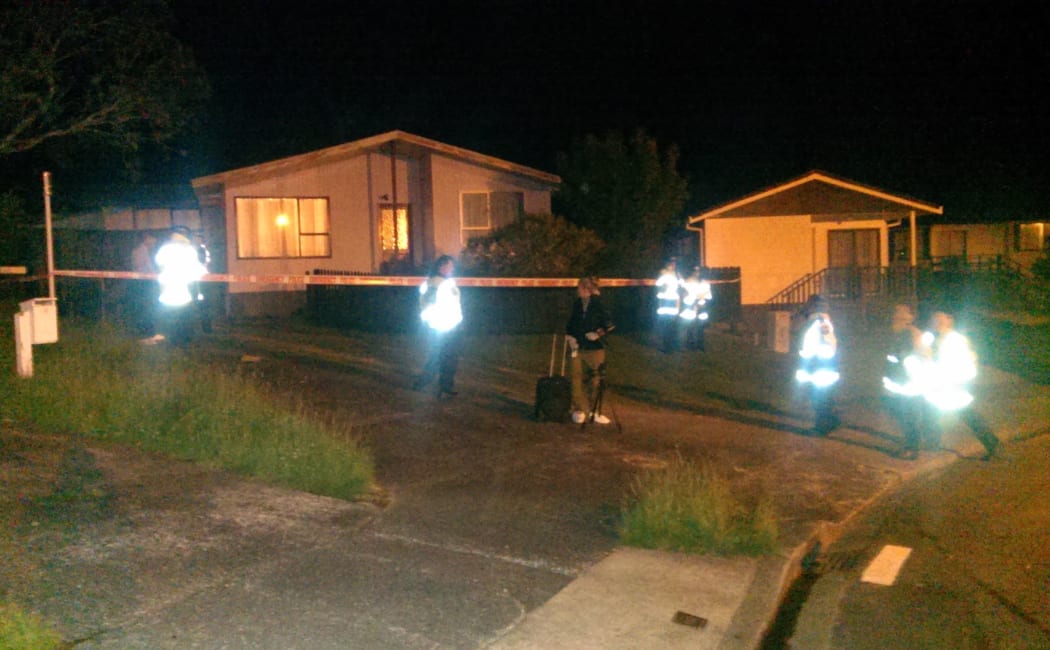 Police at the scene of last night's incident in Upper Hutt.