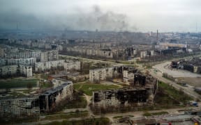 An aerial view of the city of Mariupol, taken on 12 April, 2022. Russia claimed on 16 April, 2022 that it had cleared the urban area of the city of Ukrainian fighters.