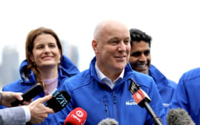 National Party leader Christopher Luxon announcing a frontline police policy on 27 September, 2023.
