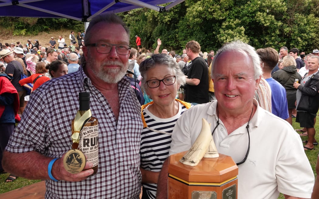 John Oates, Christine Hill and Roger Hill won the classic invitational division with Pam, a Herreshoff Stuart knockabout.