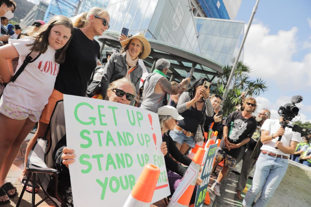 Day 15  Covid convoy protest Parliament, Wellington on 22 February 2022.